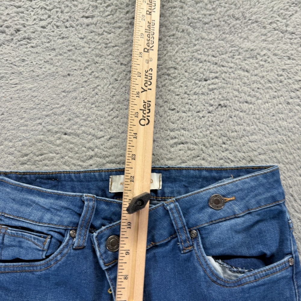 Most Wanted Jeans Women 11 Blue Cotton Denim Skinny Crossover Distressed Stretch - Picture 4 of 10